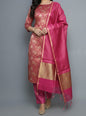 Pink Silk Brocade Resham Zari Banarasi Suit with Cotton Stripe Zari Dupatta 600SKL_MB3