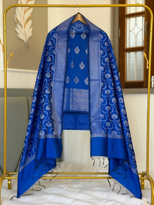 Royal Blue Dupion Silk Banarasi Suit with Intricate Jaal Dupatta 600SKL_SD9