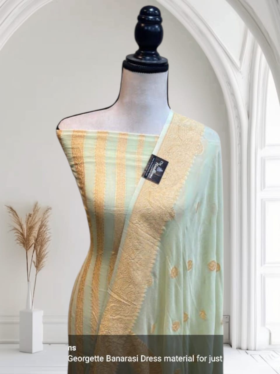 Seagreen Pure Handloom Premium Khaddi Georgette Nimzari weave Banarasi Suit Set 6200SKL_KG1