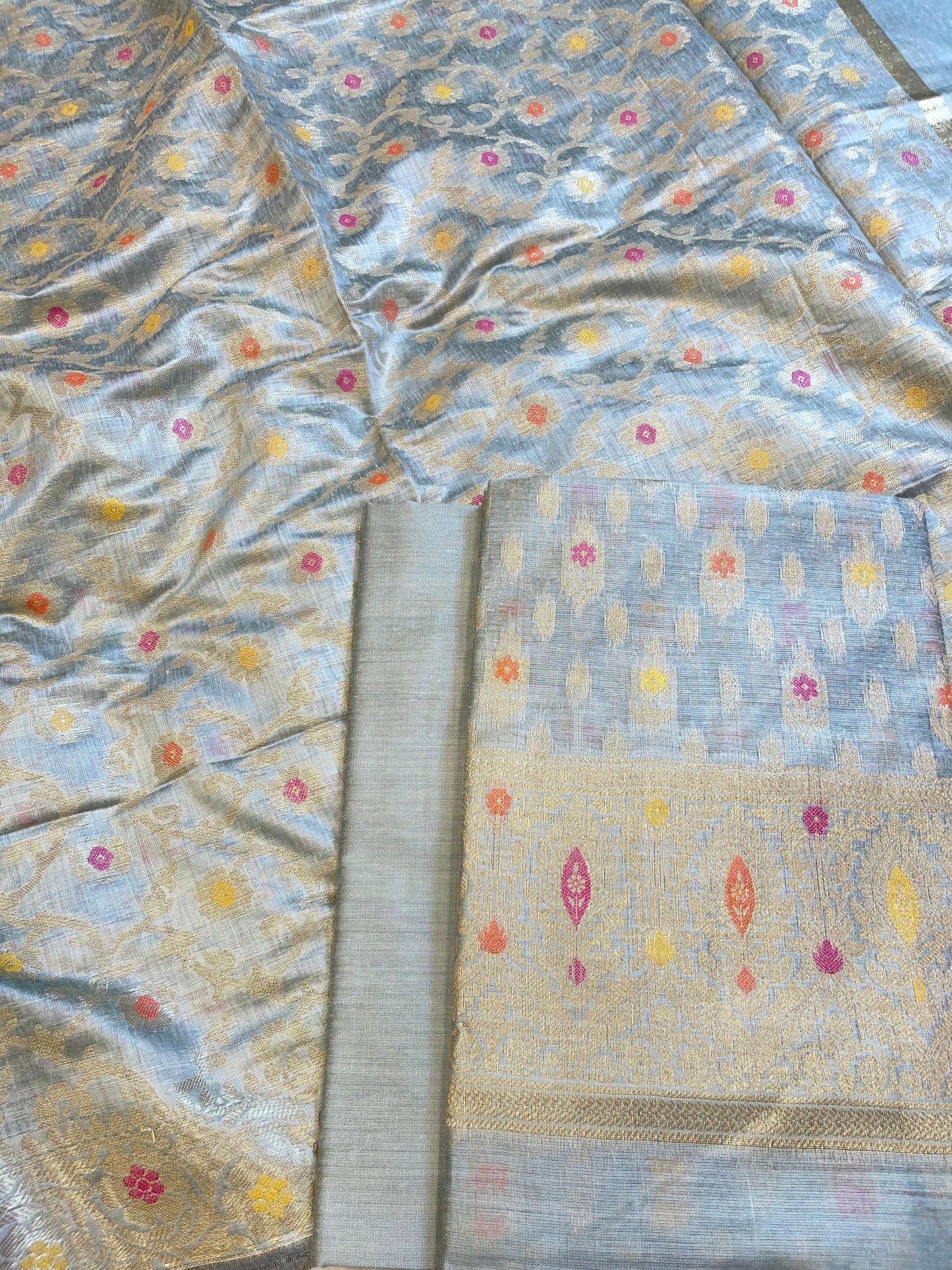 Light Sky Blue Cotton Resham Minakari Floral Zari Booti Banarasi Suit 625AJ_PBC11
