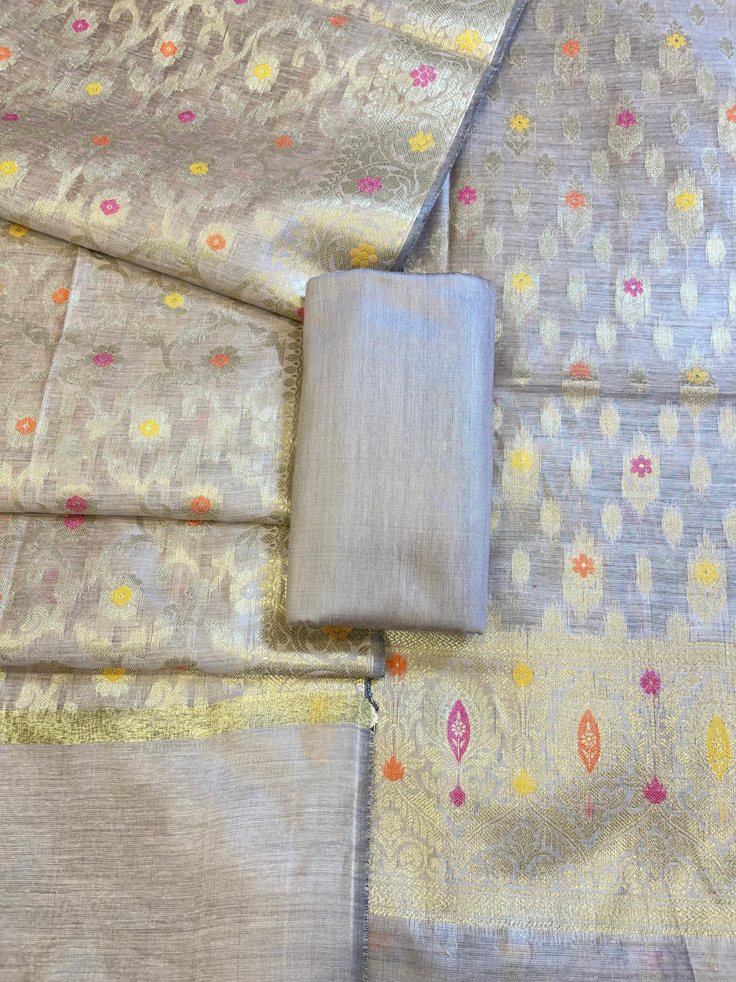 Light Sky Blue Cotton Resham Minakari Floral Zari Booti Banarasi Suit 625AJ_PBC11