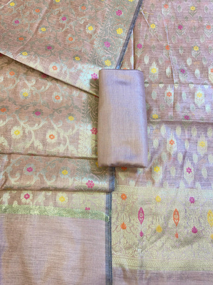 Peach Cotton Resham Minakari Floral Zari Booti Banarasi Suit 625AJ_PBC14