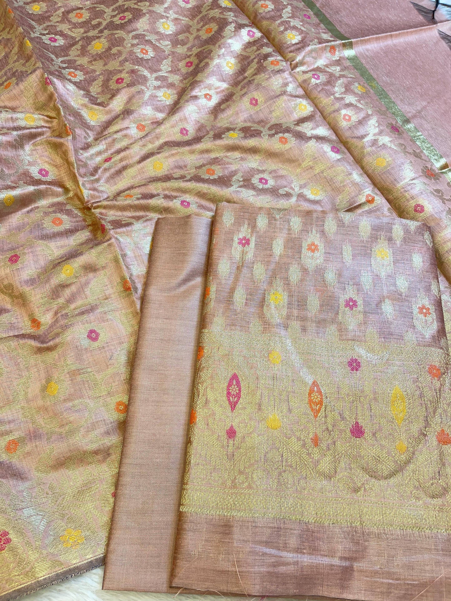 Peach Cotton Resham Minakari Floral Zari Booti Banarasi Suit 625AJ_PBC14