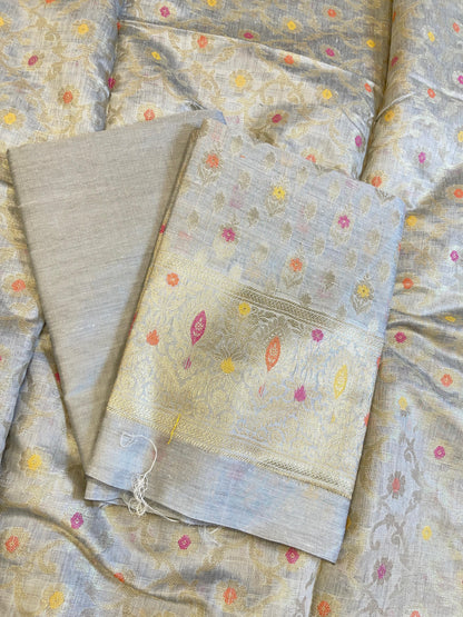 White Cotton Resham Minakari Floral Zari Booti Banarasi Suit 625AJ_PBC15
