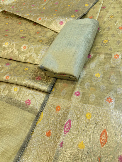 Green Cotton Resham Minakari Floral Zari Booti Banarasi Suit 625AJ_PBC16