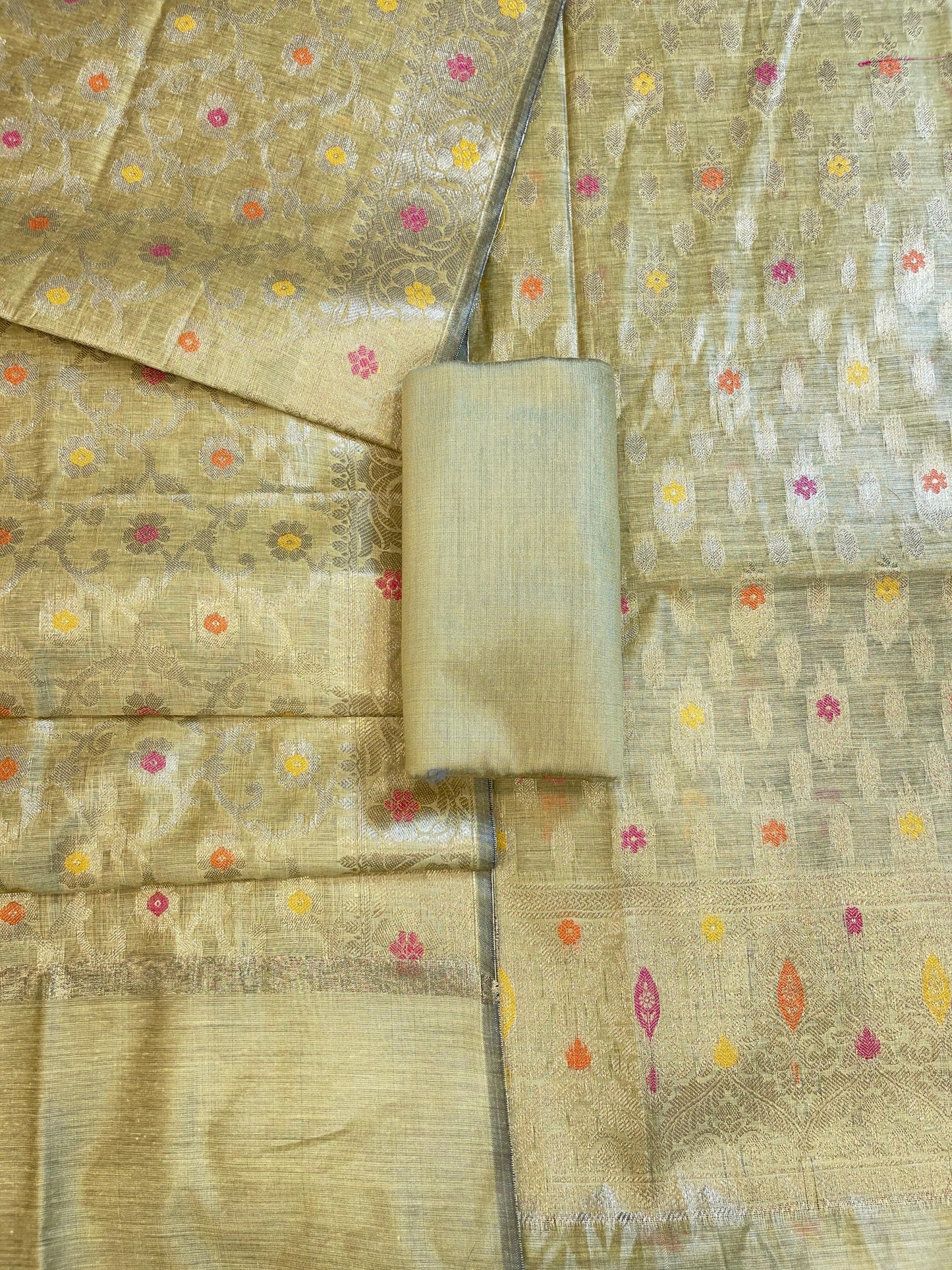 Green Cotton Resham Minakari Floral Zari Booti Banarasi Suit 625AJ_PBC16