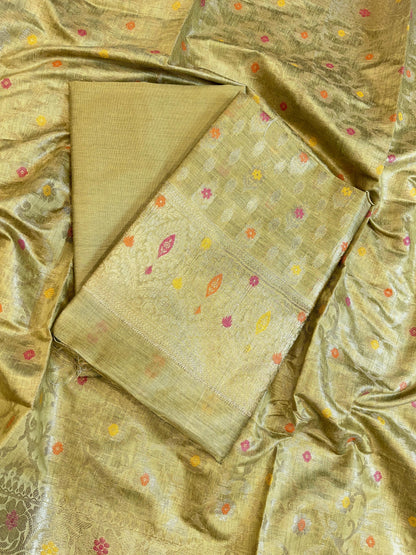 Green Cotton Resham Minakari Floral Zari Booti Banarasi Suit 625AJ_PBC16