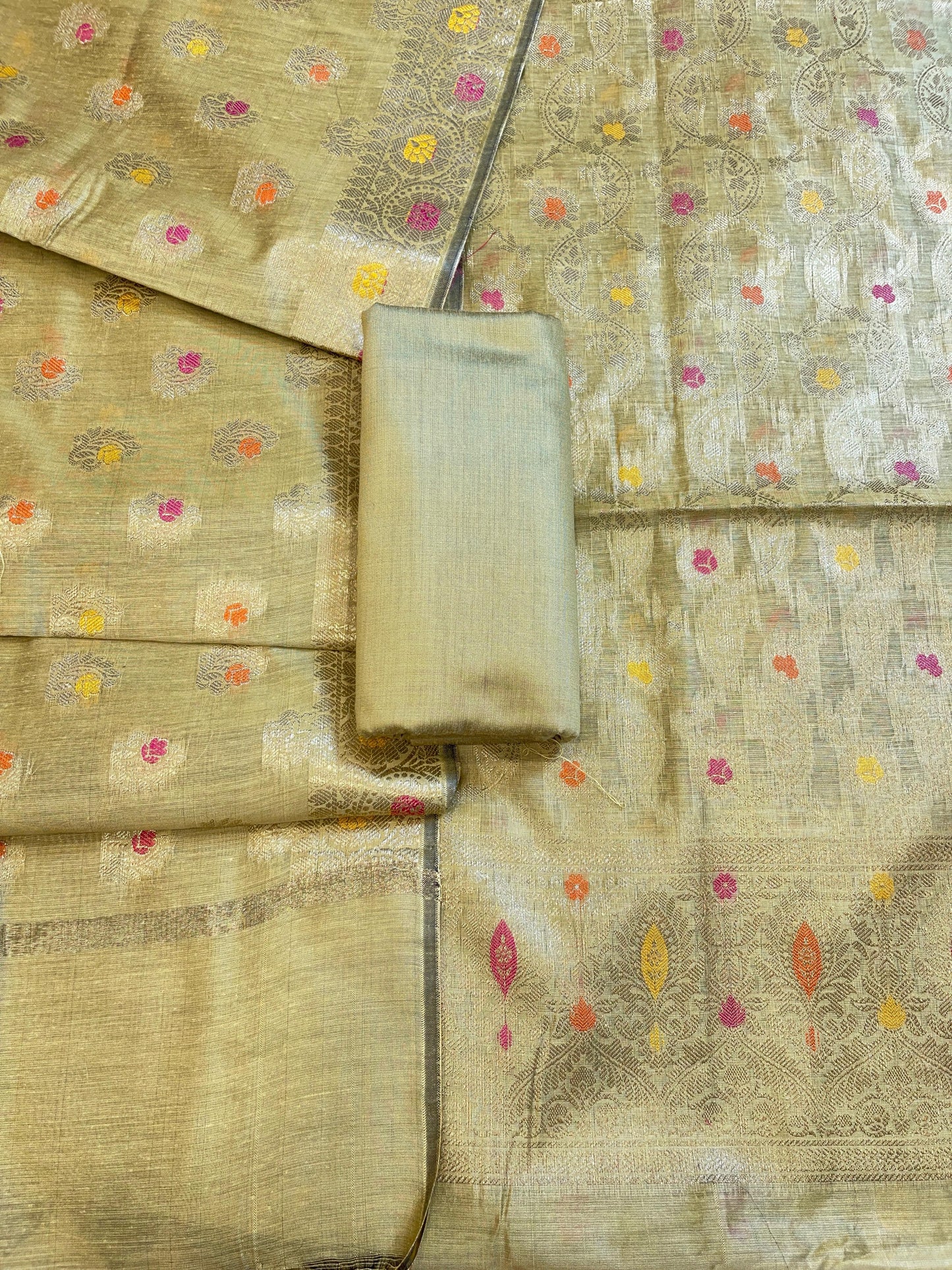 Green Cotton Resham Minakari Zari Jaal Banarasi Suit 625AJ_PBC20