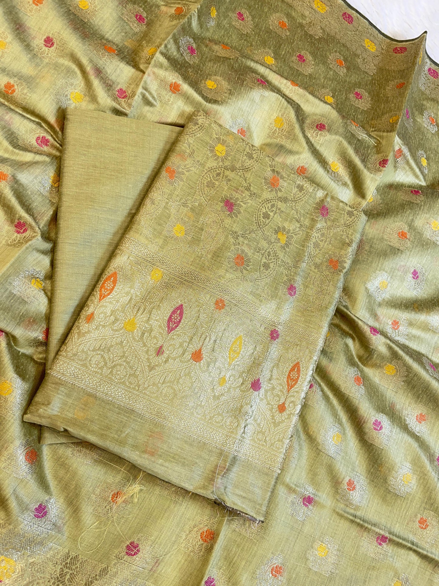 Green Cotton Resham Minakari Zari Jaal Banarasi Suit 625AJ_PBC20