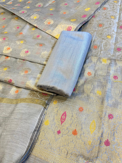 Light Sky Blue Cotton Resham Minakari Zari Jaal Banarasi Suit 625AJ_PBC21