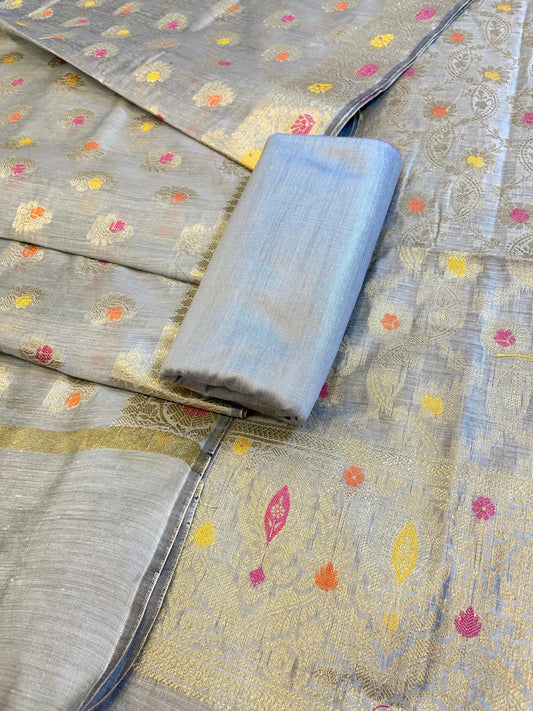 Light Sky Blue Cotton Resham Minakari Zari Jaal Banarasi Suit 625AJ_PBC21