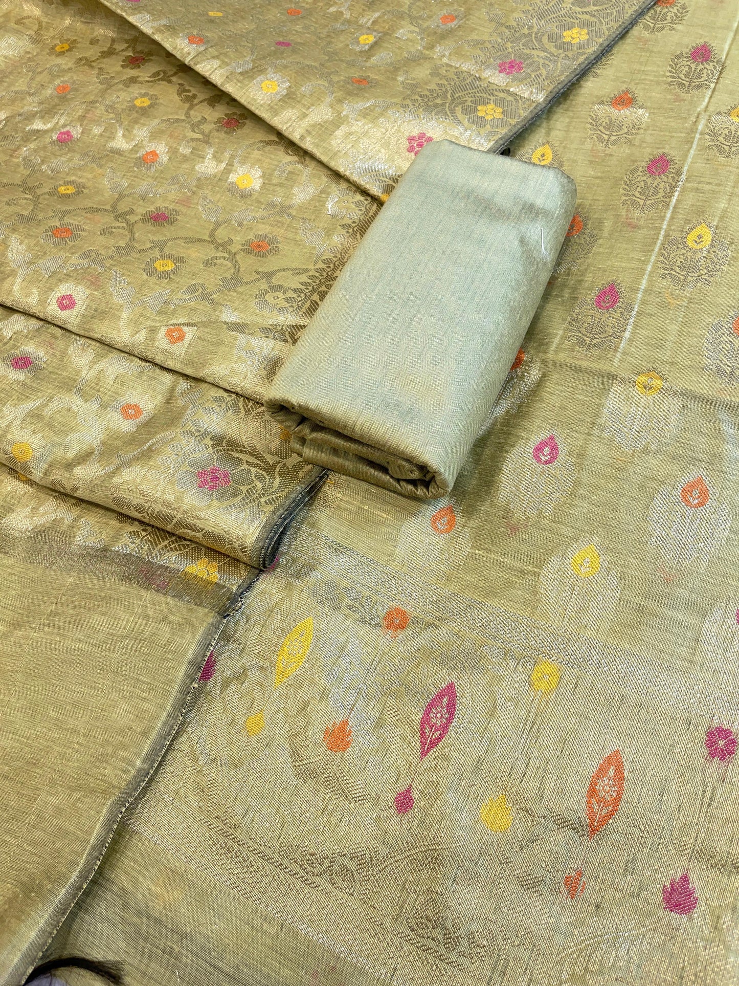Green Cotton Resham Minakari Zari Booti Banarasi Suit 625AJ_PBC24