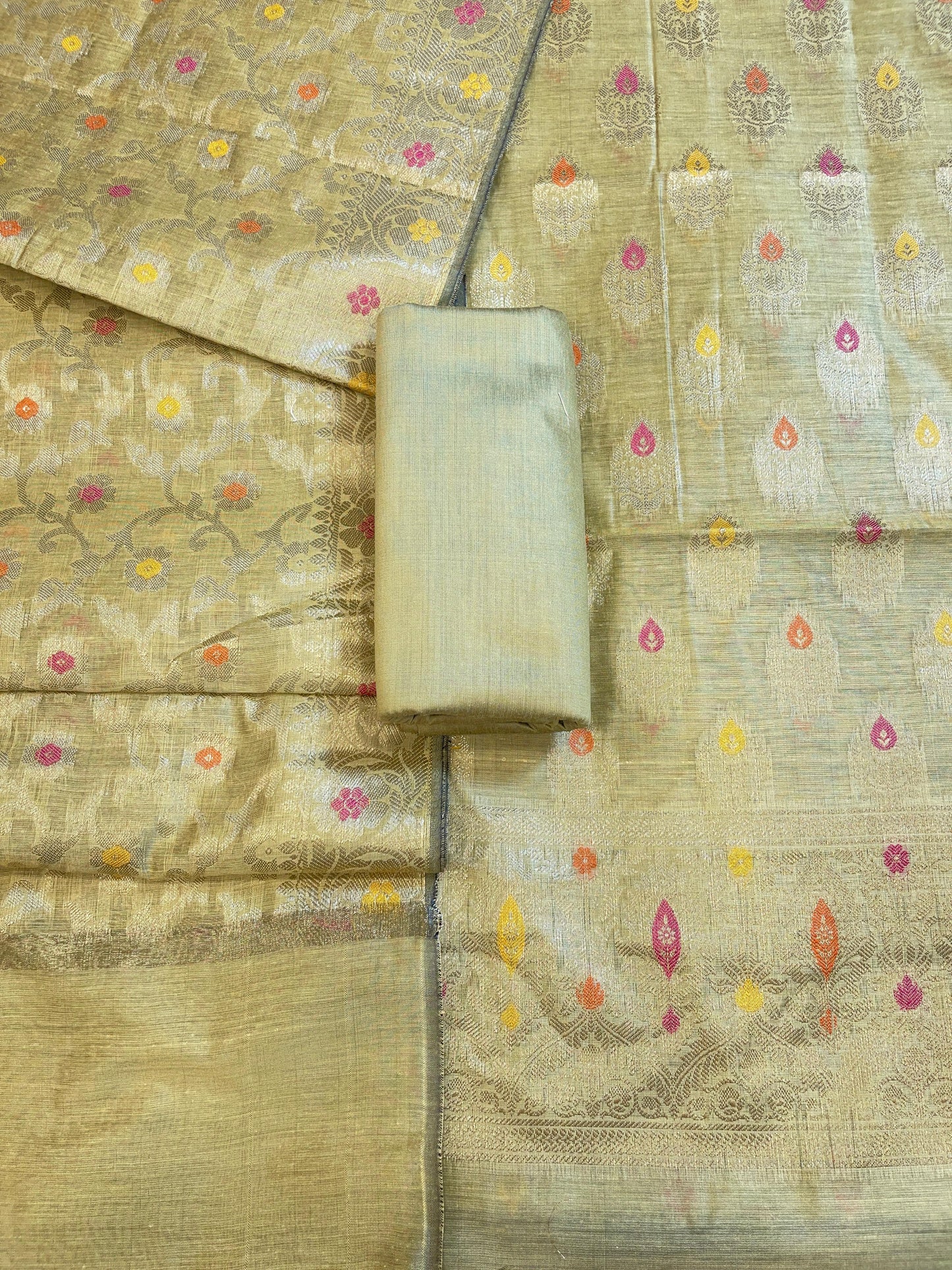 Green Cotton Resham Minakari Zari Booti Banarasi Suit 625AJ_PBC24