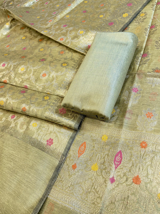 Green Cotton Resham Minakari Alfi Zari Booti Banarasi Suit 625AJ_PBC9