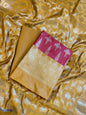 Red Art Silk Floral Zari Booti Contrast Banarasi Suit with Mustard Dupatta 625AJ_TPT25
