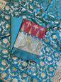 Maroon Art Silk Floral Zari Booti Contrast Banarasi Suit with Seagreen Dupatta 625AJ_TPT26