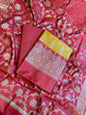 Mustard Yellow Art Silk Floral Zari Booti Contrast Banarasi Suit with Red Dupatta 625AJ_TPT28