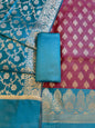 Maroon Art Silk Floral Zari Chunri Booti Contrast Banarasi Suit with Seagreen Dupatta 625AJ_TPT32