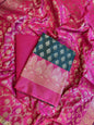 Darkgreen Art Silk Floral Zari Chunri Booti Contrast Banarasi Suit with Magenta Dupatta 625AJ_TPT34
