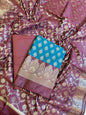 Seagreen Art Silk Floral Zari Chunri Booti Contrast Banarasi Suit with Maroon Dupatta 625AJ_TPT36