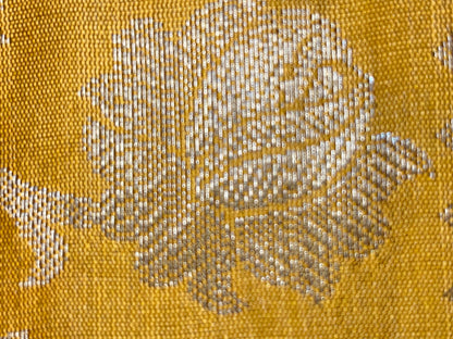 Beige Art Silk Floral Zari Booti Contrast Banarasi Suit with Mustard Yellow Dupatta 625AJ_TPT57