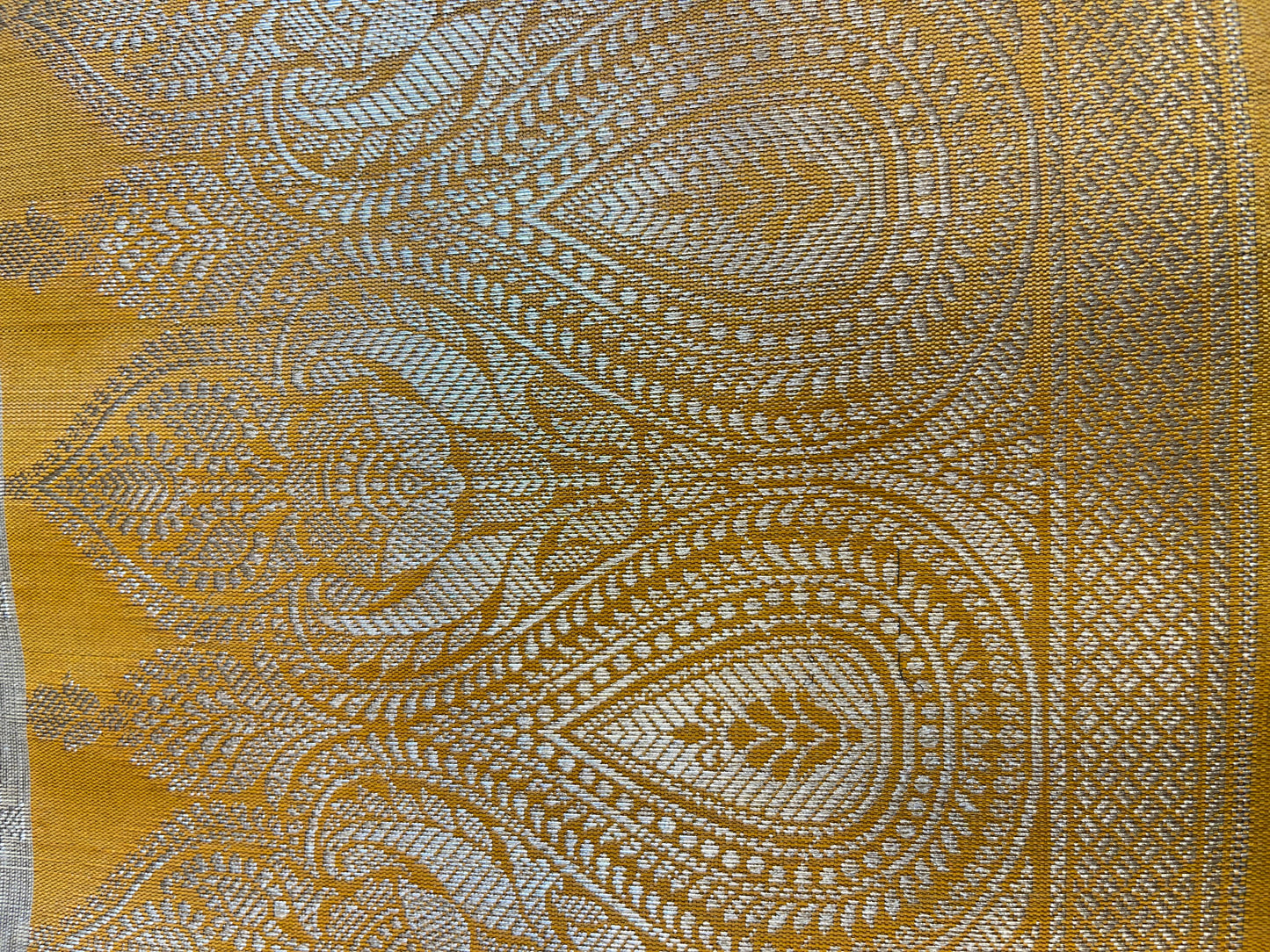 Beige Art Silk Floral Zari Booti Contrast Banarasi Suit with Mustard Yellow Dupatta 625AJ_TPT57