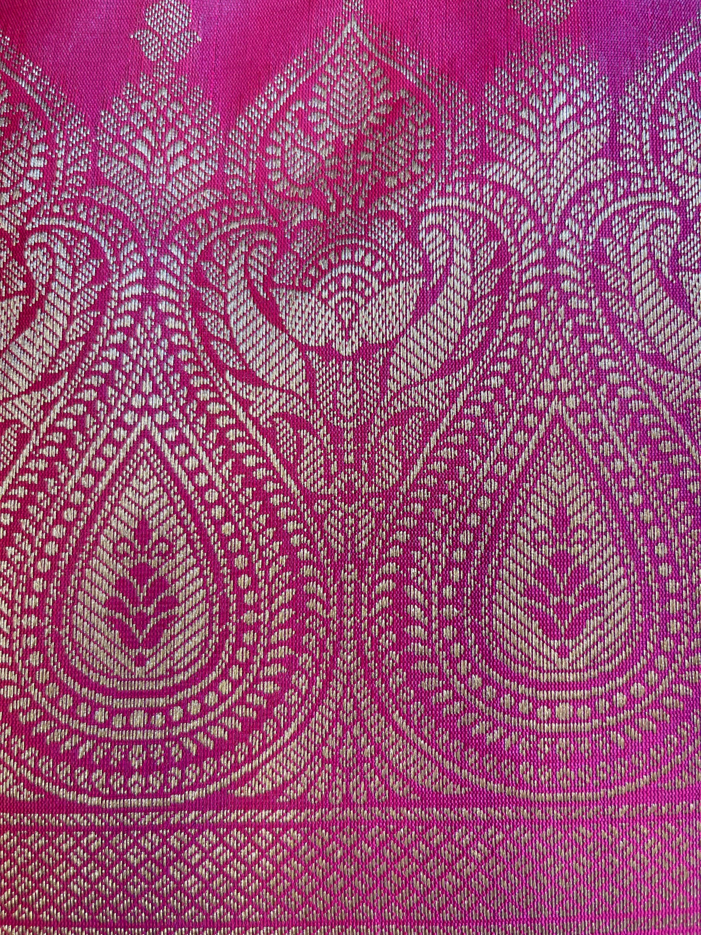 Beige Art Silk Floral Zari Booti Contrast Banarasi Suit with Magenta Dupatta 625AJ_TPT60
