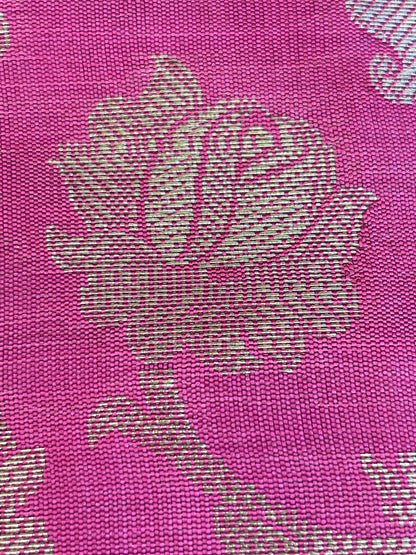 Beige Art Silk Floral Zari Jaal Contrast Banarasi Suit with Magenta Dupatta 625AJ_TPT62