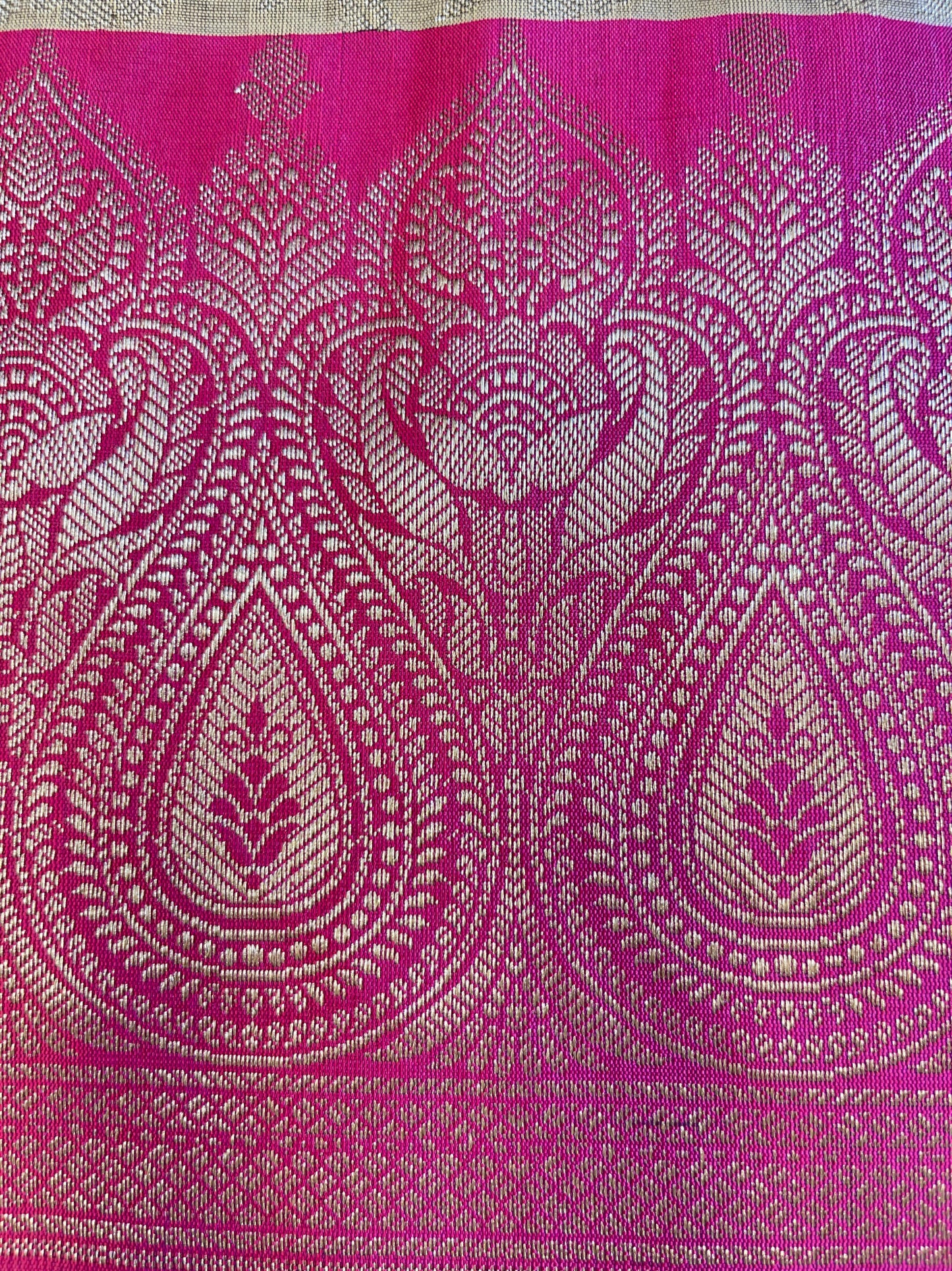 Beige Art Silk Floral Zari Jaal Contrast Banarasi Suit with Magenta Dupatta 625AJ_TPT62