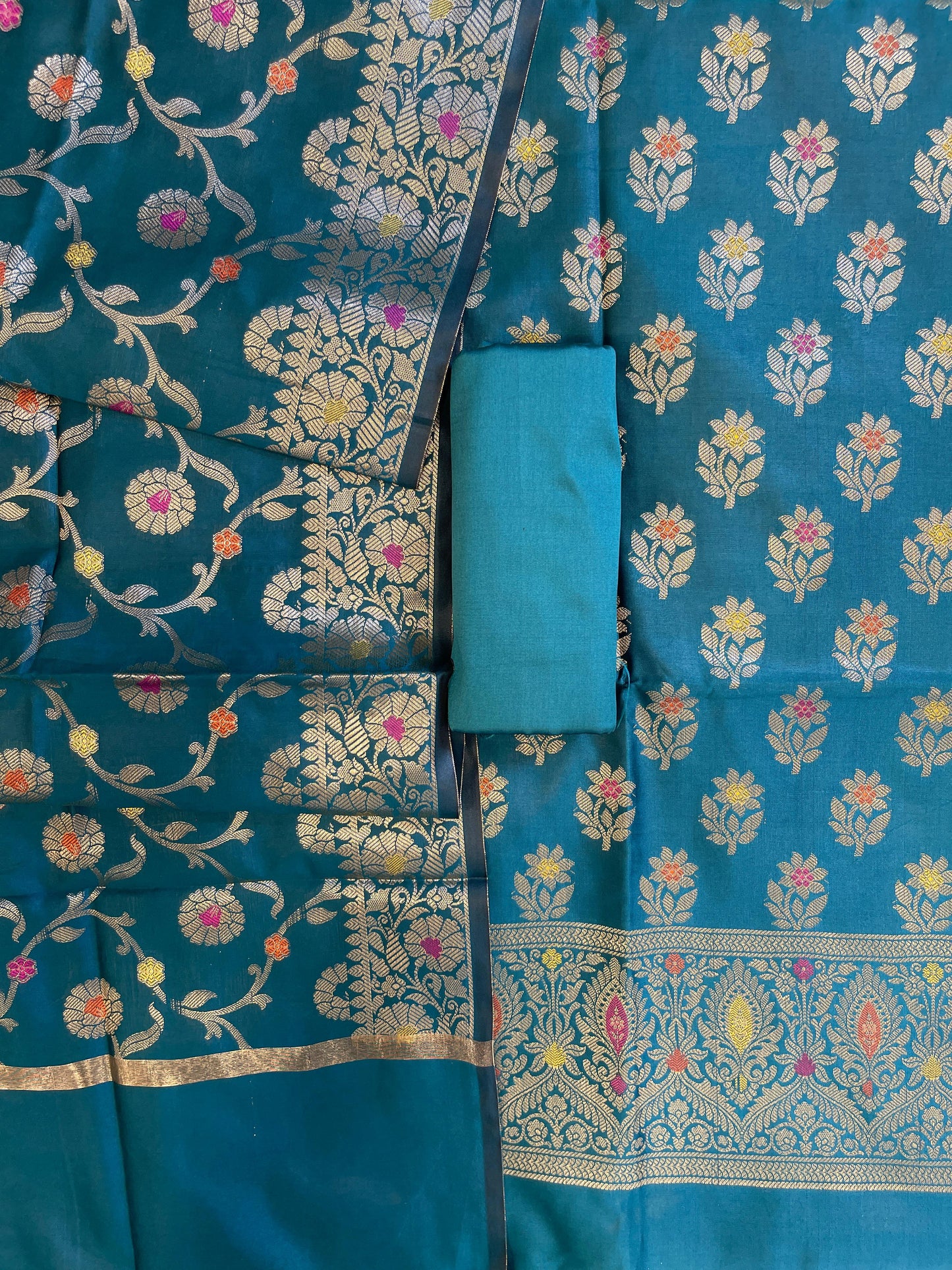 Seagreen Tapeta Silk Floral Mina Zari Booti Banarasi Suit 625AJ_TPT67