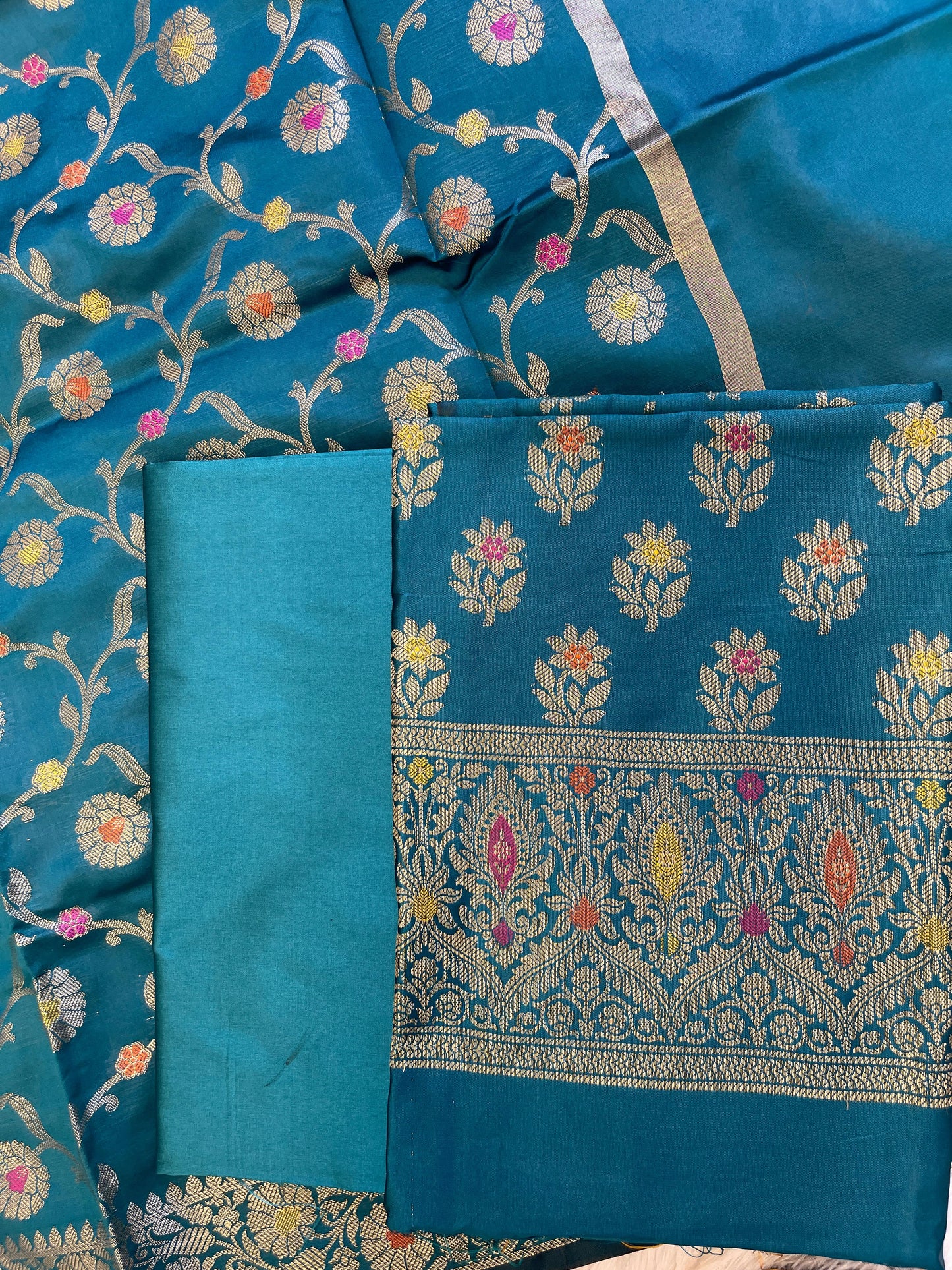 Seagreen Tapeta Silk Floral Mina Zari Booti Banarasi Suit 625AJ_TPT67