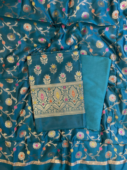 Seagreen Tapeta Silk Floral Mina Zari Booti Banarasi Suit 625AJ_TPT67