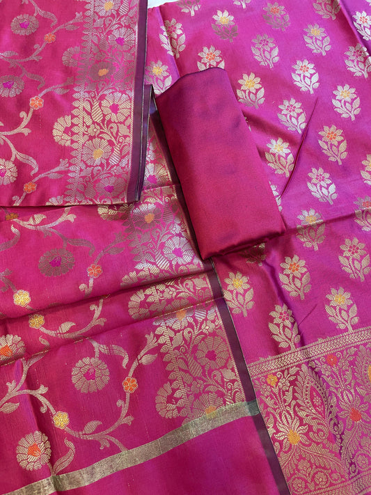 MagentaTapeta Silk Floral Mina Zari Booti Banarasi Suit 625AJ_TPT68