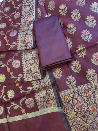Brown Tapeta Silk Floral Mina Zari Booti Banarasi Suit 625AJ_TPT69