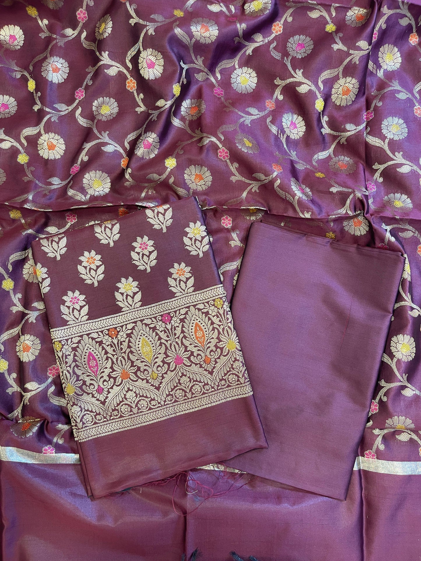 Brown Tapeta Silk Floral Mina Zari Booti Banarasi Suit 625AJ_TPT69