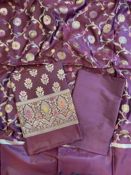 Brown Tapeta Silk Floral Mina Zari Booti Banarasi Suit 625AJ_TPT69