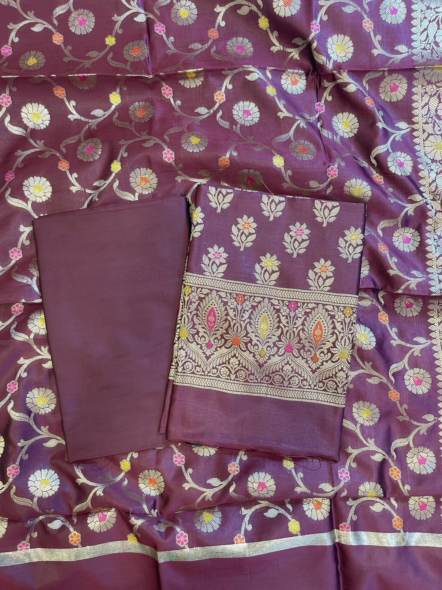 Brown Tapeta Silk Floral Mina Zari Booti Banarasi Suit 625AJ_TPT69
