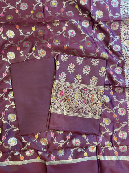 Brown Tapeta Silk Floral Mina Zari Booti Banarasi Suit 625AJ_TPT69