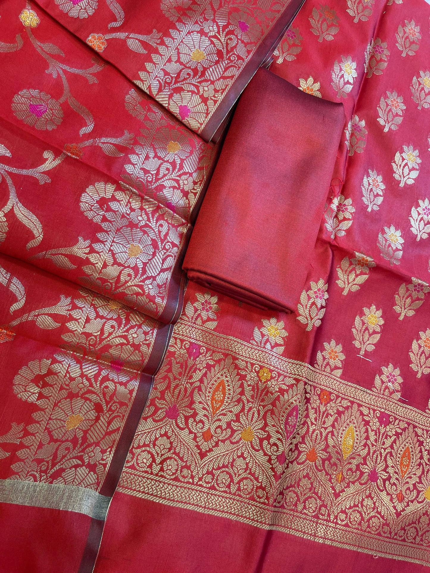 Red Tapeta Silk Floral Mina Zari Booti Banarasi Suit 625AJ_TPT70