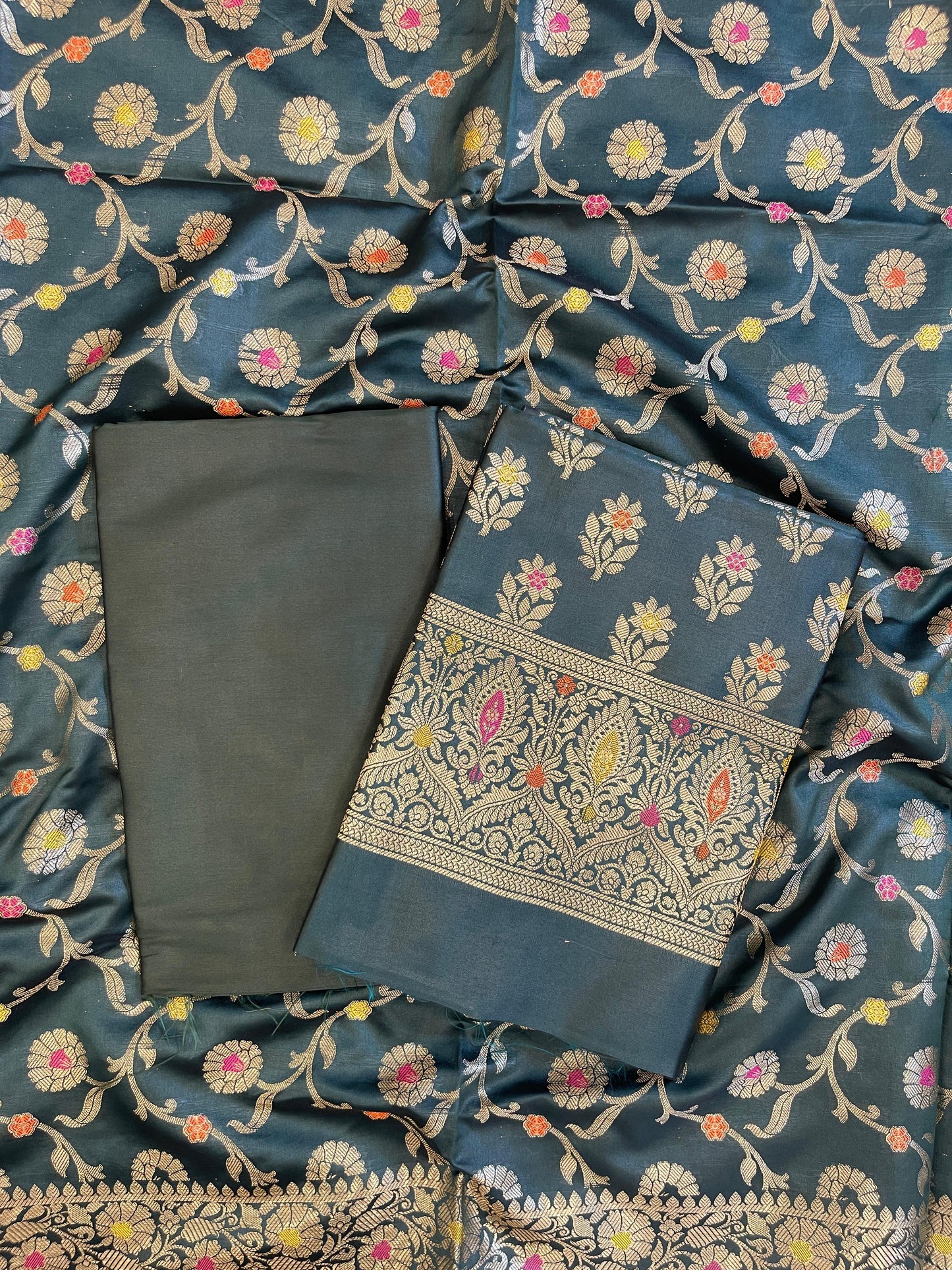 Darkgreen Tapeta Silk Floral Mina Zari Booti Banarasi Suit 625AJ_TPT71