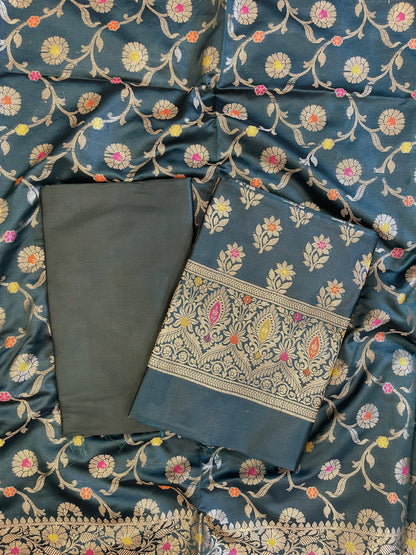 Darkgreen Tapeta Silk Floral Mina Zari Booti Banarasi Suit 625AJ_TPT71