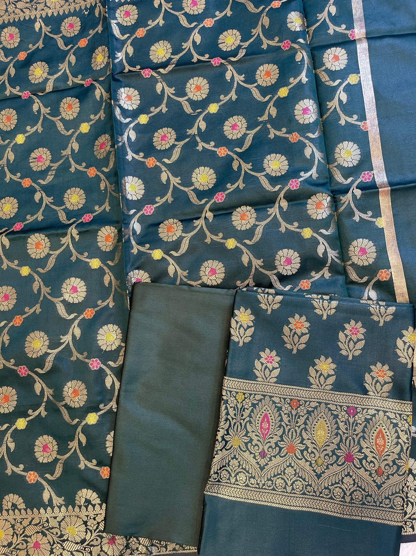 Darkgreen Tapeta Silk Floral Mina Zari Booti Banarasi Suit 625AJ_TPT71