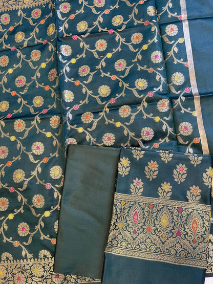 Darkgreen Tapeta Silk Floral Mina Zari Booti Banarasi Suit 625AJ_TPT71