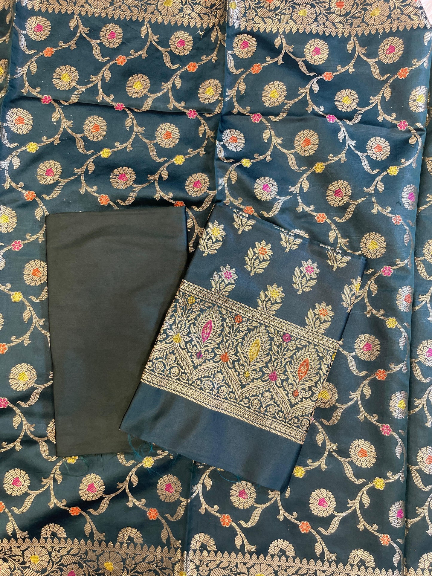 Darkgreen Tapeta Silk Floral Mina Zari Booti Banarasi Suit 625AJ_TPT71
