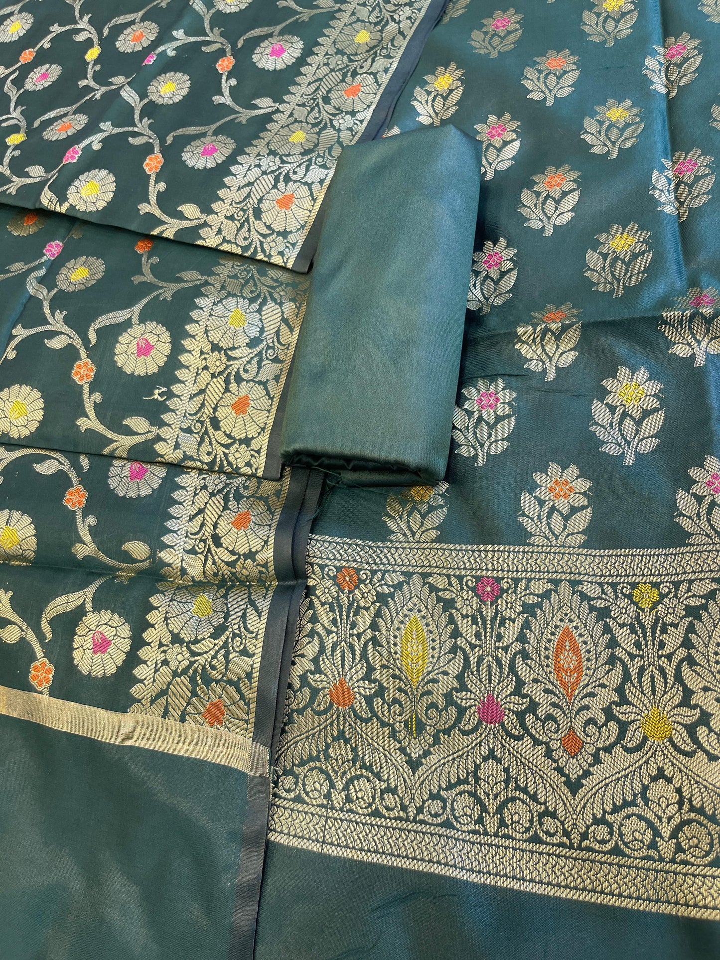 Darkgreen Tapeta Silk Floral Mina Zari Booti Banarasi Suit 625AJ_TPT71