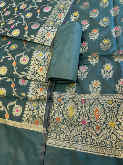 Darkgreen Tapeta Silk Floral Mina Zari Booti Banarasi Suit 625AJ_TPT71