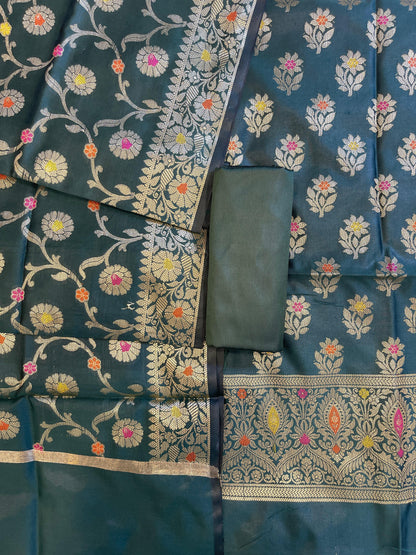 Darkgreen Tapeta Silk Floral Mina Zari Booti Banarasi Suit 625AJ_TPT71