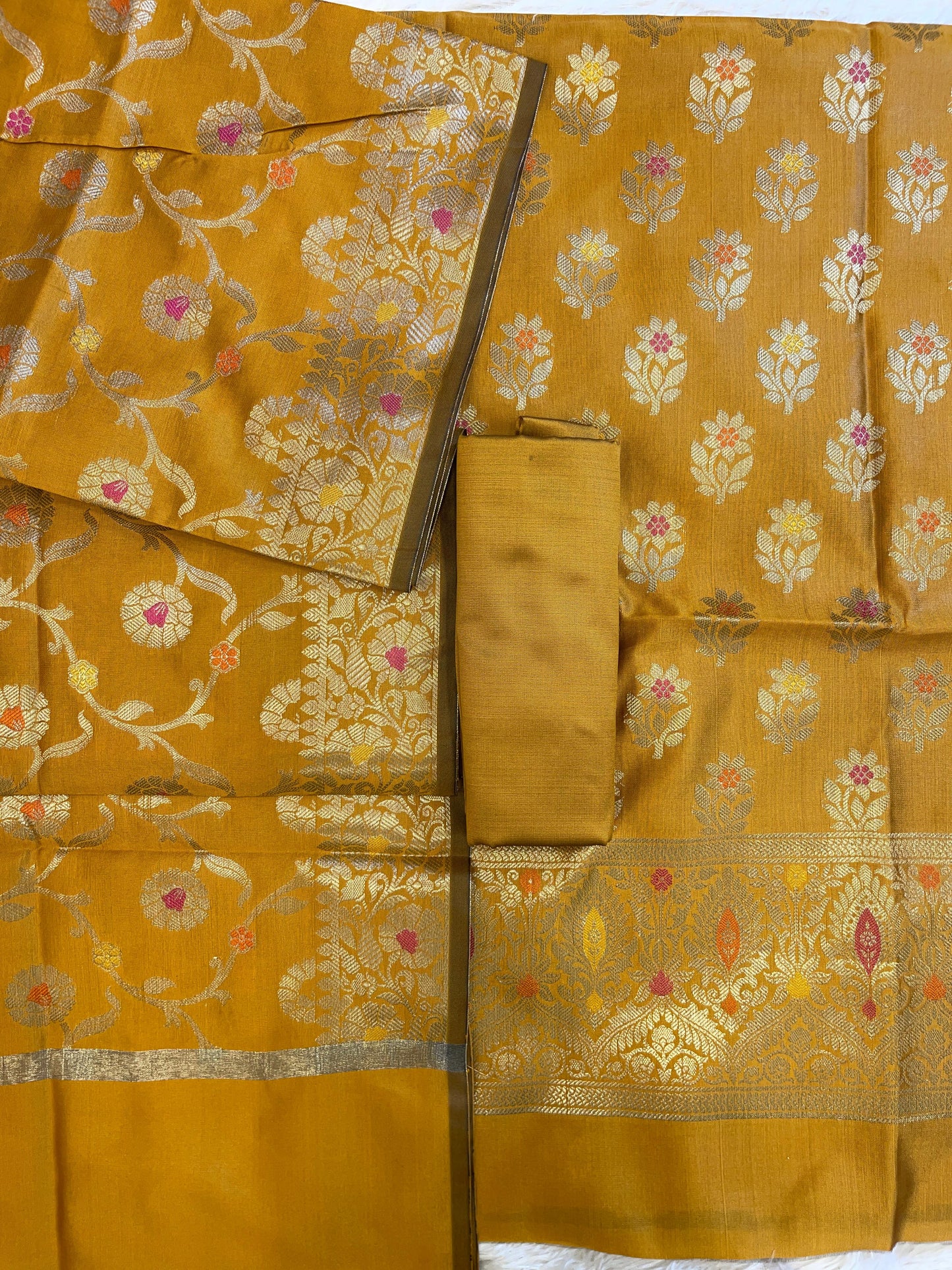 Mustard Tapeta Silk Floral Mina Zari Booti Banarasi Suit 625AJ_TPT72