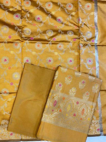 Mustard Tapeta Silk Floral Mina Zari Booti Banarasi Suit 625AJ_TPT72