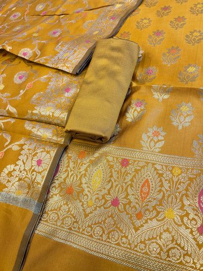 Mustard Tapeta Silk Floral Mina Zari Booti Banarasi Suit 625AJ_TPT72